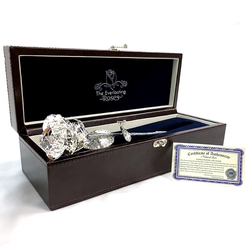 .999 Silver dipped Real Rose