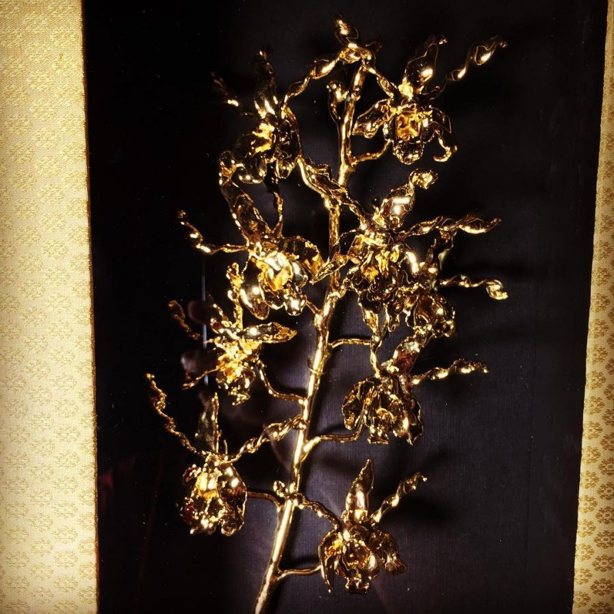 Gold Plated flowers in frame