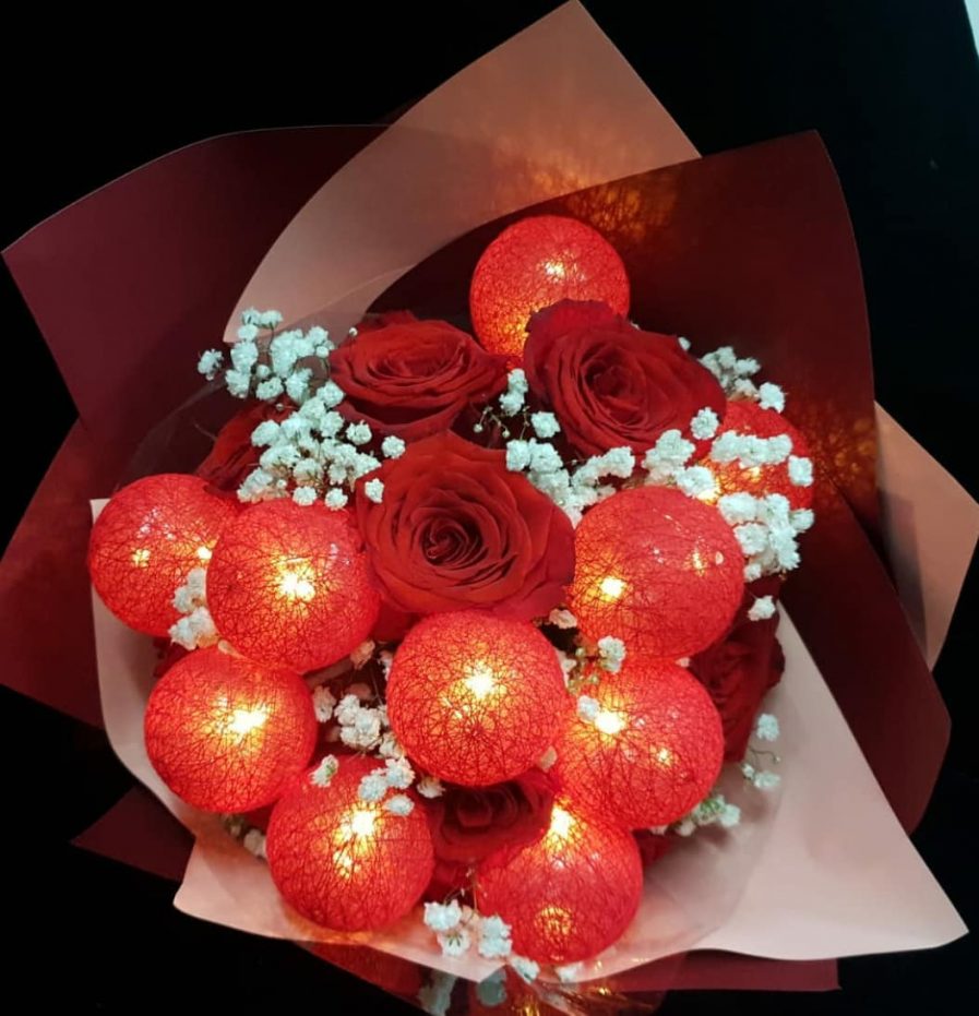 Red cotton candy led balls