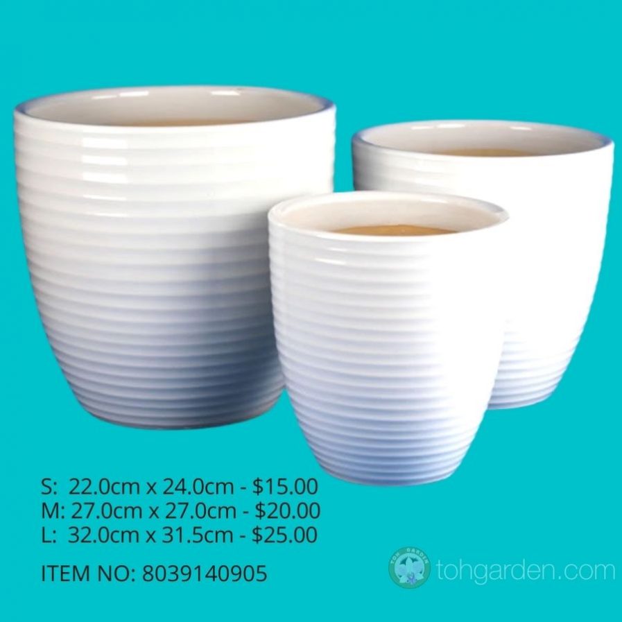White Ceramic Pot (ITEM NO 8039140905)