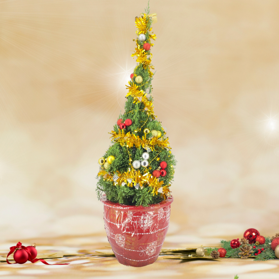 Christmas Tree (1.40m) With Clay pot & decor