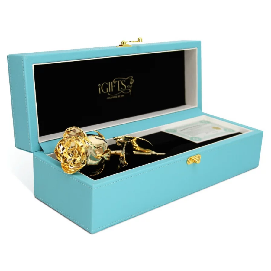 Gold Rose in Tiffany Blue Giftbox