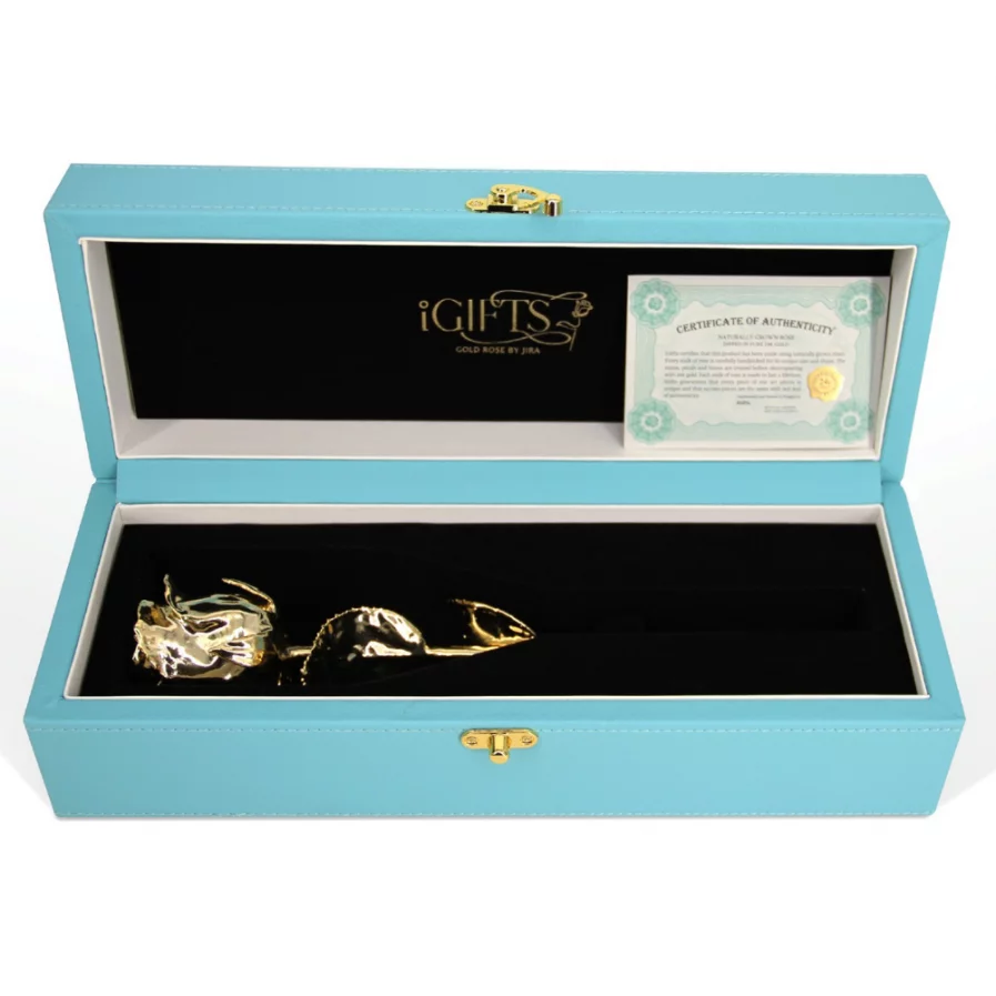 Gold Rose in Tiffany Blue Giftbox