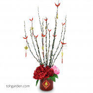 Spring Blossoms Arrangement in Red Pot