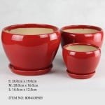 Round Red Ceramic Pot