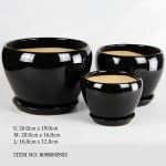 Round Black Ceramic Pot