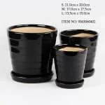 Round Black Ceramic Pot