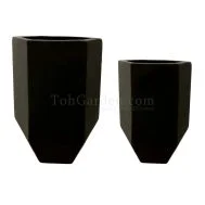 Black Hexagonex Fiberglass Pot