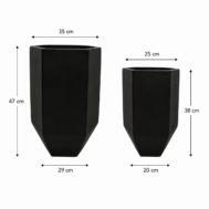 Black Hexagonex Fiberglass Pot