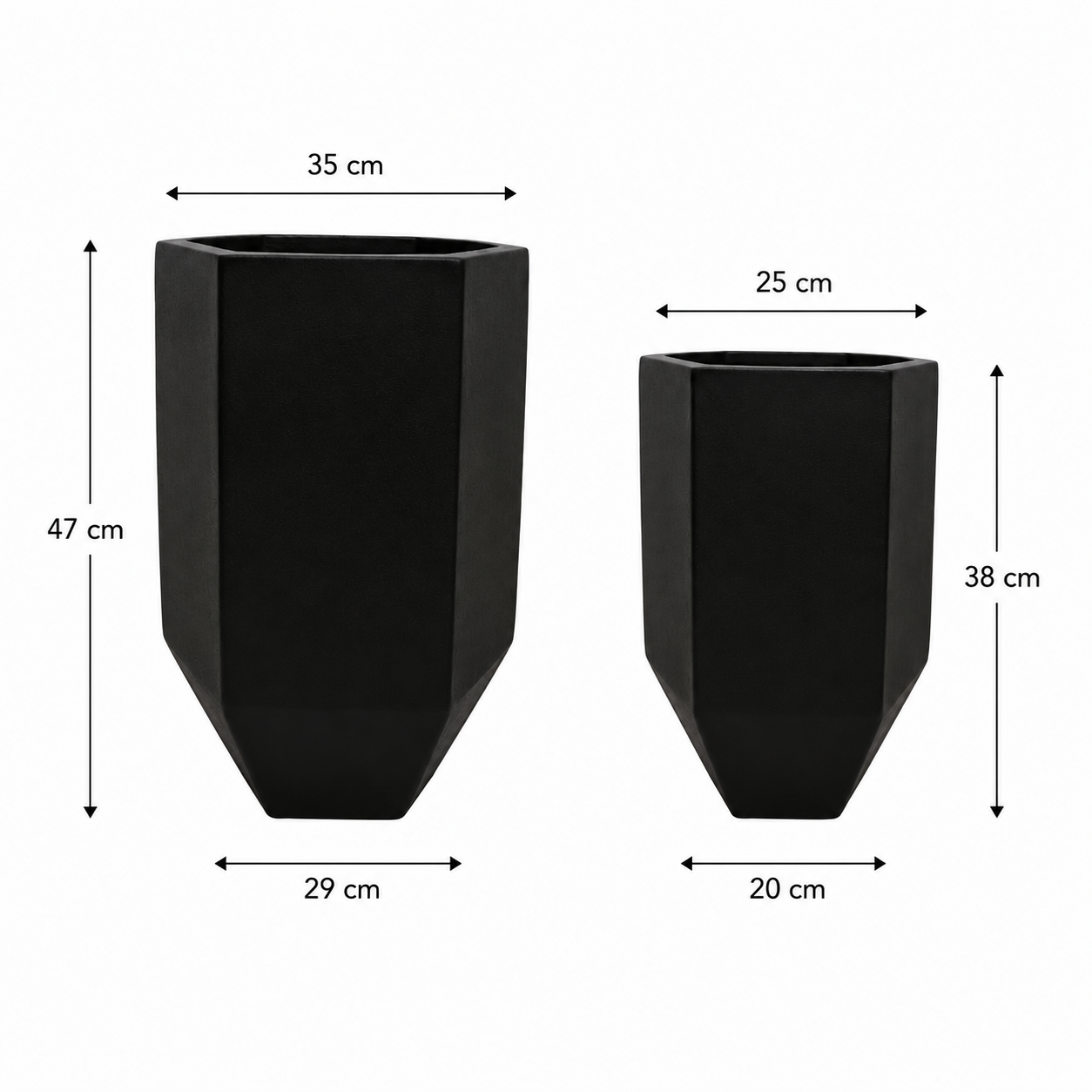 Black Hexagonex Fiberglass Pot fiberglass pot
