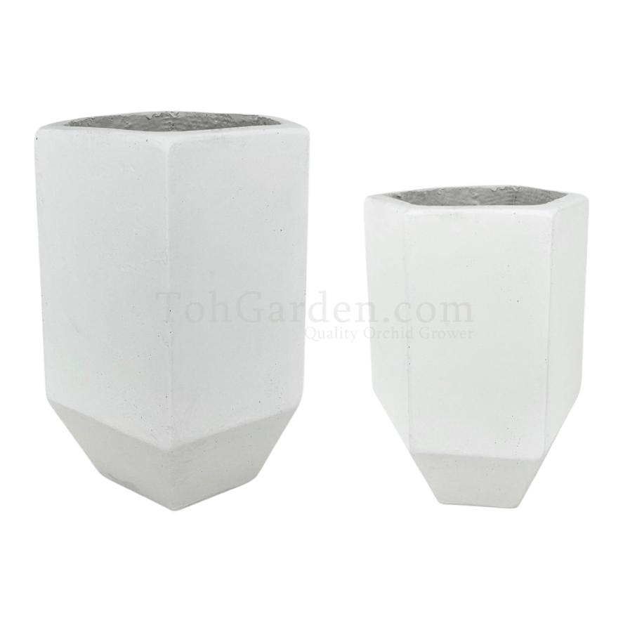 White Hexagonex Fiberglass Pot