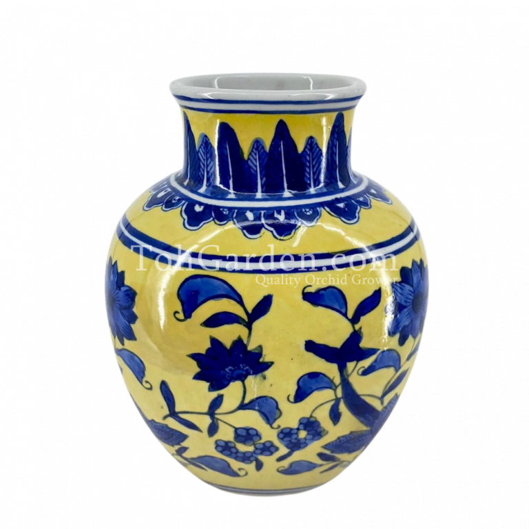 Blue Ceramic Vase Toh Garden Singapore Orchid Plant & Flower Grower