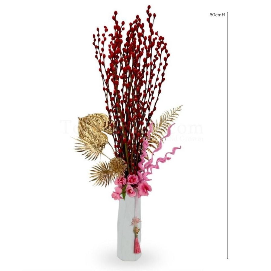 Spring Greeting Pussy Willow Arrangement - Red