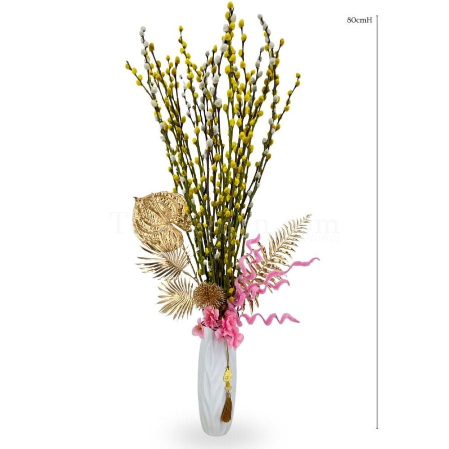 Spring Greeting Pussy Willow Arrangement - Yellow