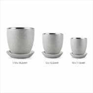 Silver Frost Ceramic Flower Pot Set with Saucer