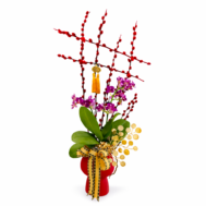 Pussy Willow & Orchid Arrangement | Prosperity Cross
