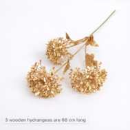 Elegant Golden Hydrangea Spray (68cm, 3 Heads)
