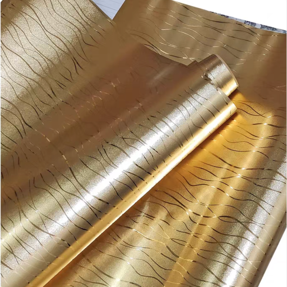 Gold Wave Metallic PVC Self-Adhesive Vinyl (122cm, Custom Cut)