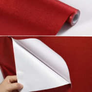 Red PVC Cloth Texture Self-Adhesive Vinyl (Per Meter)