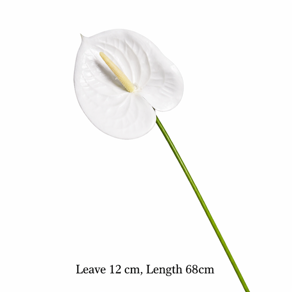 White Artificial Anthurium Flower Stem – 68cm