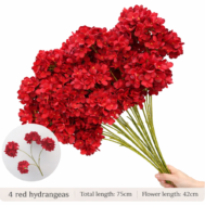 Artificial Red Hydrangea Flower Stem – 75cm