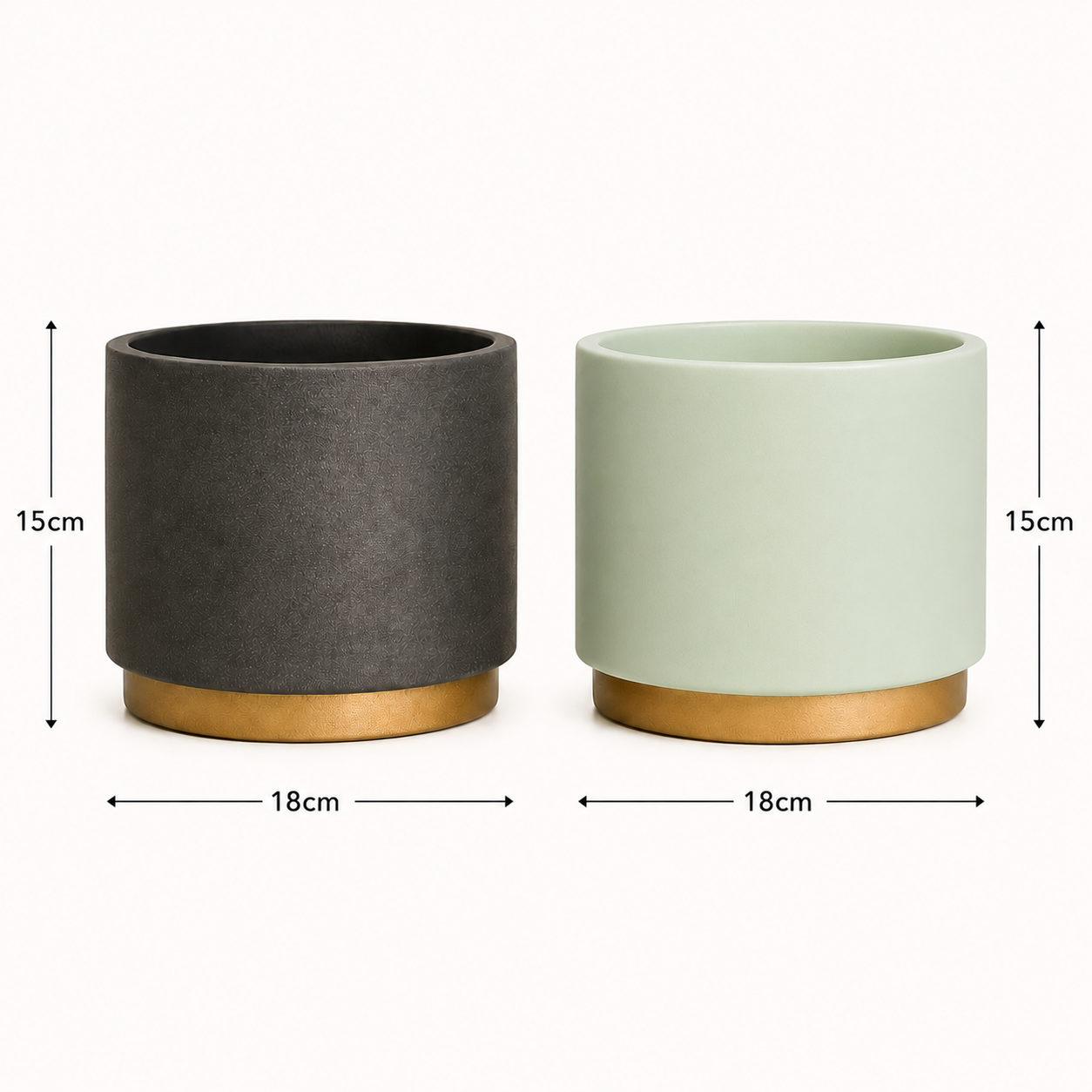 Modern Cylindrical Pot with Gold Base