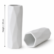 Nordic Faceted White Ceramic Vase
