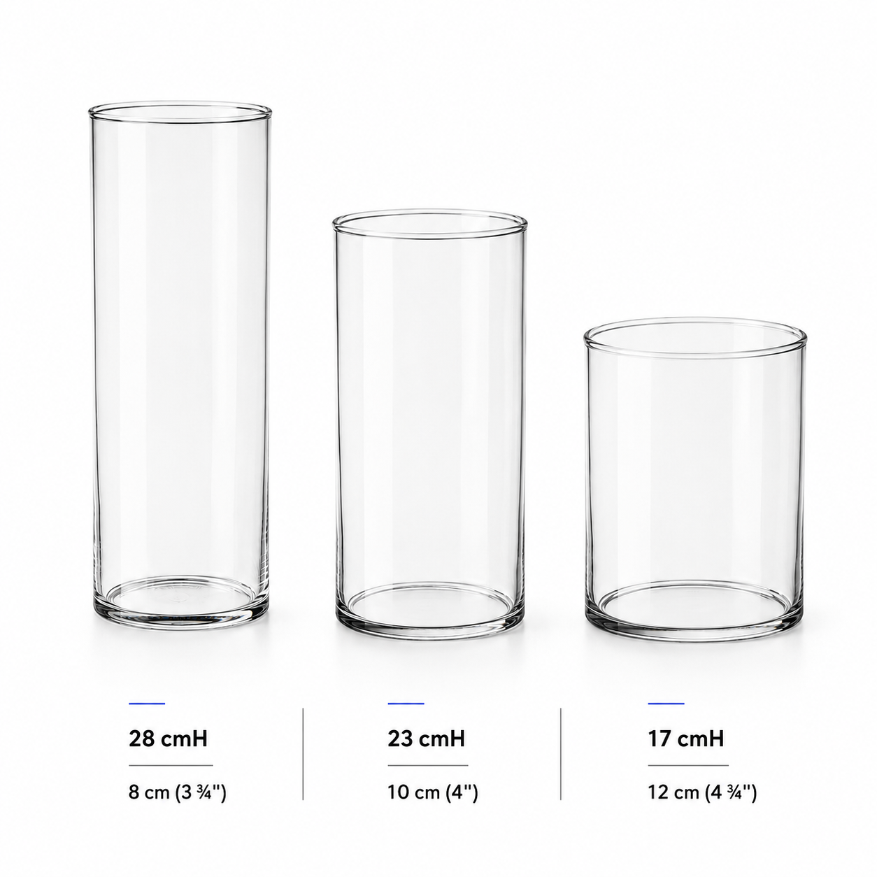 Classic Clear Cylinder Glass Vase Set pot