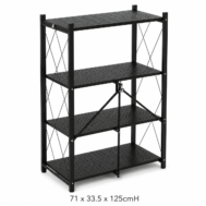 Foldable Metal Storage Rack with Perforated Shelves