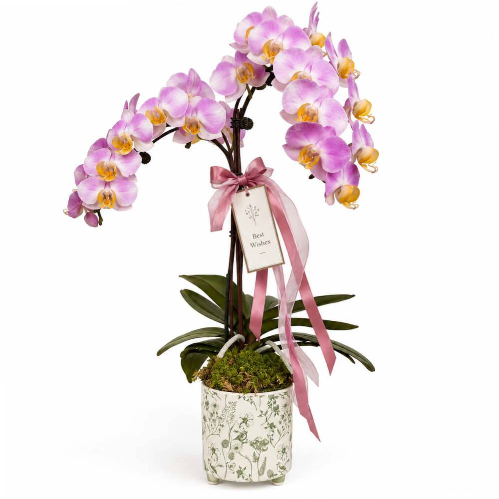 Phalaenopsis Arrangement | Lavender Cascade Duo – Double Stalk
